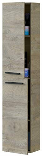 Miroytengo Colonne de Rangement de Salle de Bain Athena avec 2 Portes en chêne d'Alaska, Style Industriel, 150x30x25 cm