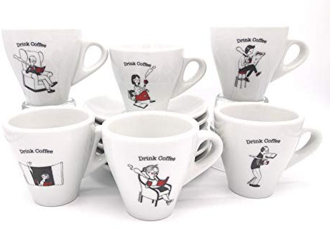 12 Piezas, 6 Servicios Taza Porcelana Café con Leche