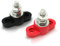 Battery Cable Power Junction Block with Stainless Steel Post - Red and Black Single Stud Power and Ground Battery Junction Posts Pair for Automotive and Marine Use - Made in the USA (1/4”)