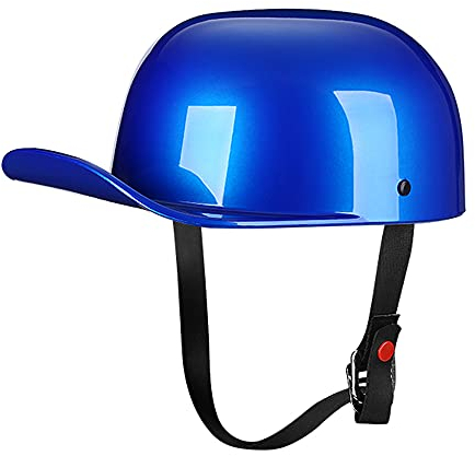 Woljay Jahrgang Jethelm Motorradhelm Retro Baseball Kappe Halbhelm Männer Frauen für Kreuzer Straße Roller Moped - DOT Certified (Blue,L)