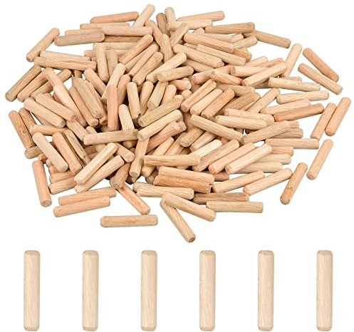 200PCS Tasselli in Legno, Spinette di Legno, 6mm x 30 mm Tasselli in Legno Scanalate in Legno, Scanalati Tasselli in Legno, per Mobili Porte e Progetti Artistici