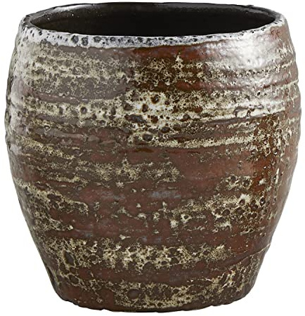 47th & Main Rustic Glazed Ceramic Planter Pot Vase for Flowers Succulents Small Plants and More, Large, Brown