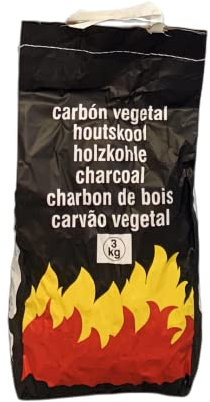 AC Carbón Vegetal para Barbacoa Saco de 3 kg, Carbón Natural para Parrillas de Barbacoa, Ideales para Barbacoas, Parrillas y Asados, Restaurantes,Hogar,Aire Libre, Churraqueria,
