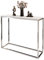 lukmebel Moderner Universal-Konsolentisch für Flur Wohnzimmer Schlafzimmer Industriestil Design laminierte Platte Platte Plus Stahlrahmen Schutzkante 30x100x80cm Chrom/Levanto-Marmor