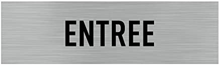 Pictogramme ENTREE (Q0024). Signalisation Porte - 170 X 50 mm - Autocollant souple ou plaque alu brossé 2mm. - Adhésif aspect aluminium brossé - Adhésif aspect aluminium brossé -