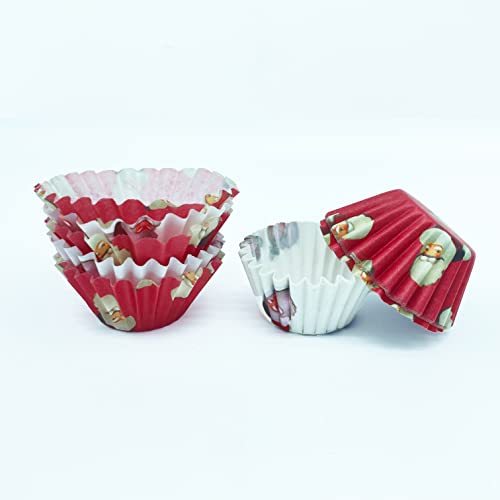 Gesar 240 pezzi Pirottini Muffin Carta - Pirottini Cupcake - Cioccolatini Forno - Stampini per Dolci - Stampi da Forno - Piccoli - Decorazioni natale - Colore Rosso e Bianco