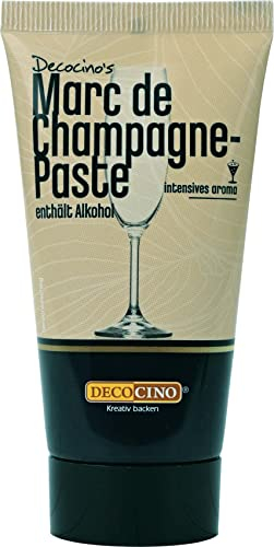 DECOCINO Marc de Champagne-Paste - 50 g - Backaroma zum Verfeinern von Pralinen, Desserts & Kuchen - gebrauchsfertig und vegan