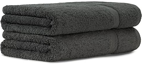 Luckytowel Saunahandtuch 2er Set Saunatuch XXL 80x200 cm groß aus 100% Baumwolle - 600g/m² Oeko-Tex Saunatücher-Set 2er Pack Anthrazit