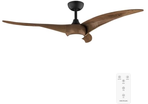Cecotec Ventilador de Techo con Luz EnergySilence Aero 5295 DarkWood motor DC de 40W, 54 pulgadas, con luz LED de 15W, 3 tonalidades seleccionables, 3 aspas,temporizador programable