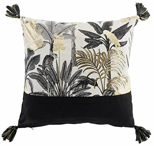 MACOSA U1609557 Deko-Kissen 40x40 cm schwarz Gold Blätter Dschungel mit Reißverschluss inkl. Füllung modern Sofakissen Dekokissen Zierkissen Deko Couchkissen