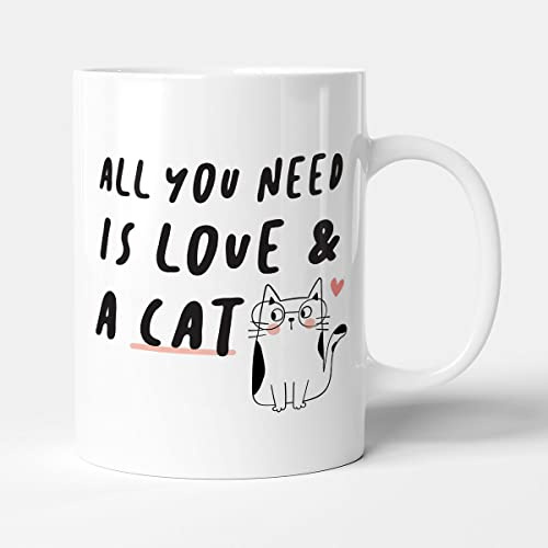 Victorian Printing Co - All You Need is Love & A Cat - Gift Mug for Cat Lovers, Ceramic, 11fl.oz.