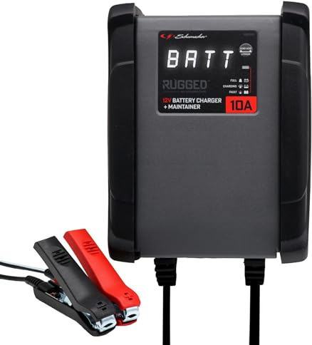 Schumacher Rugged SPX 460 Intelligentes automatisches Lade- und Erhaltungsgerät 12V, 10A - Auto, Boot, Traktor, Lieferwagen, Wohnmobil - Stoßschutz - Mikroprozessorsteuerung