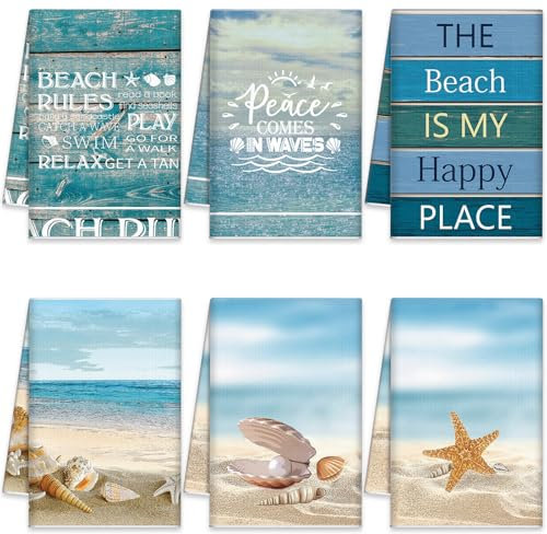 Mixweer Strand-Küchentücher, nautisches Küstenhandtuch, Fischerei, Ozean, Tier, Geschirrtücher, 40,6 x 61 cm, Meeresschildkröte, saugfähig, Strandtuch, Geschirrtuch für Zuhause, Badezimmer, Küche,