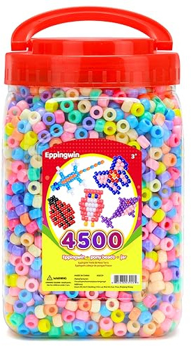 2.5 lb Wholesale Large Pony Beads (6x9 mm) Bucket, Easy Storage Macaron Beads Bulk, Over 4500 Pony Bead for Jewelry Making, Crafts (Macaron)