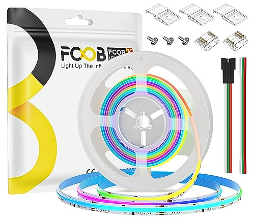 FCOB COB WS2811 IC RGB flessibile ad alta densità striscia LED 9.84FT DC24V 630LEDs/m 30IC 10mm larghezza bianco PCB Colore Sogno Luce Uniforme per DIY(Non contenuto Alimentazione Control)