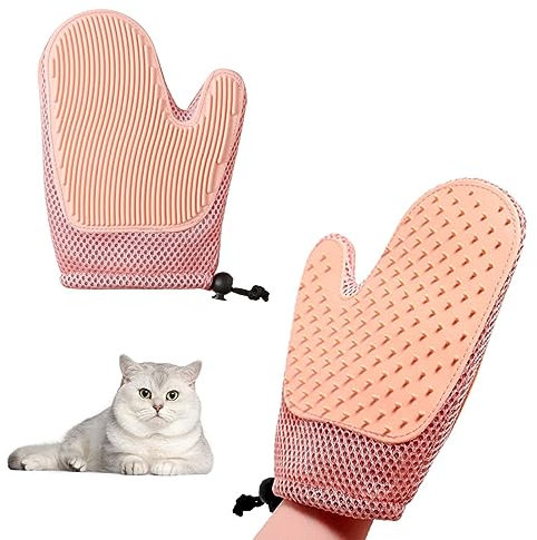 MEHMM Gant de toilettage pour Chat et Chien - Élimine Les Poils en Douceur et facilite Le brossage - Idéal pour Les séances de toilettage à la Maison pour Vos Animaux de Compagnie (Orange 1 Pièces)