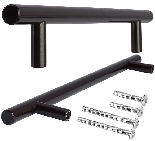 Stahlia Möbelgriffe Edelstahl 64mm Ø10mm Schrankgriffe dunkelbraun Küchengriffe Schubladengriffe Handgriff Relinggriff Stangengriff Griffe für Badmöbel