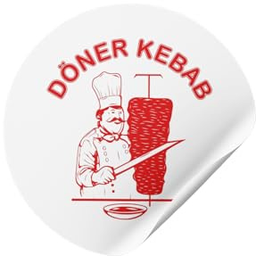 dalerno Döner Kebab Aufkleber Sticker Drehspieß witziger Aufkleber Party Sticker lustig Mallorca Urlaub Label Folie lustiger Auto-Sticker Geschenk (100)