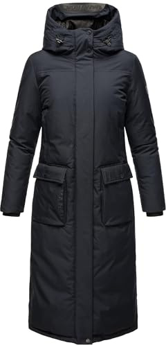 Navahoo Damen Wintermantel warmer Mantel extralang mit Kapuze Wolkenfrost XIV XS-XXL
