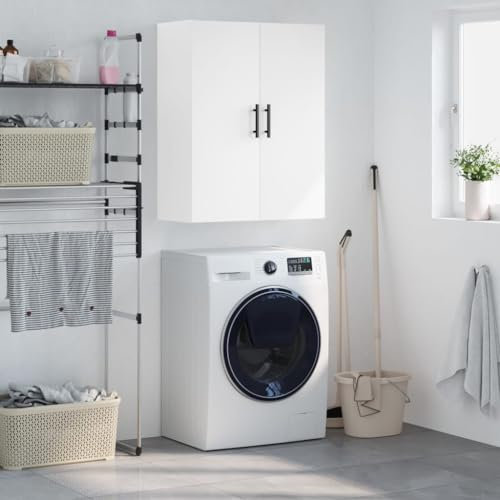 Hovothy Wandschrank 69,5x34x90 cm Lagerschrank Hängeschränke Wohnzimmer Badhänge Schrank Küchenschrank Hängend Badschrank Schmal Hängend Küche Wäscheraum Weiß