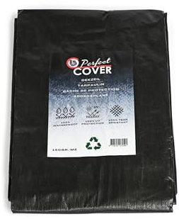 Perfect Cover Bâche étanche Forte avec Oeillets pour Meubles de Jardin, Piscine, Voiture, Caravane - résistante aux UV, indéchirable, sur Mesure (Noir, 3x4M)