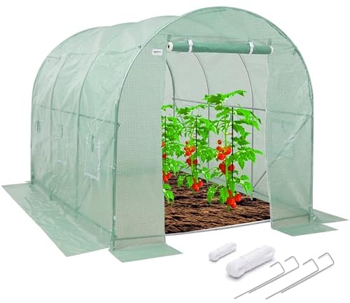 KANWOD Invernadero Exterior con Base de Acero, 3x2x2 m, 6 m², con Puerta y 6 Ventanas, Túnel de Jardín Resistente al Invierno, Feuille Transparente UV4, 140 g/m²
