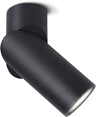 SSC-LUXon TOBI-L Spotlight Lampe LED schwenkbar drehbar mit GU10 LED Lampe dimmbar neutralweiß - Aufbauleuchte schwarz 230V 7W