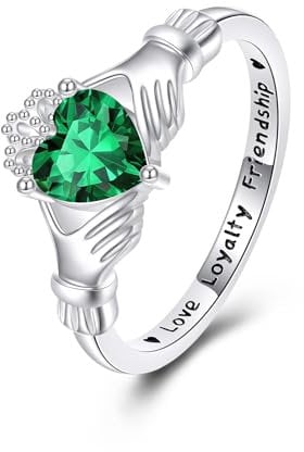 Claddagh Ring 925 Sterling Silber Herz Ring Irische Geburtsstein Ringe Keltische Versprechen Ringe für Damen