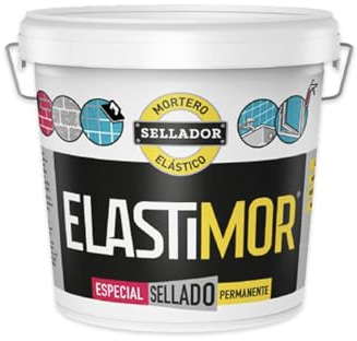 ELASTIMOR Mortero Sellador, Cemento Express, Impermeable, para encintados, llagueados, sellados, rejunteados, reparaciones, Cubo 25 Kg
