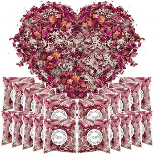 Mbsomnus 20 Packungen Blütenkonfetti Hochzeit Natürliches Biologisch Abbaubares Konfetti Streublumen Hochzeit Rosenblätter Getrocknet Blumen Konfetti für Hochzeitsdeko Geburtstag Party DIY Deko