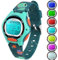 GUUMUXIN Armbanduhr Kinder,Kinderuhr mit Bedrucktem Armband und 7 Farbigen LED Lichtern,30M wasserdichte Digitale Kinderuhren für Jungen Mädchen 4-12 (Grün)