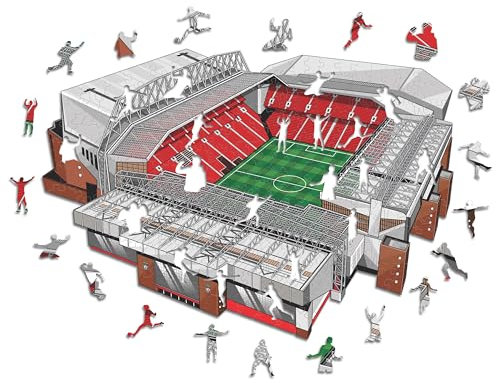 Iconic Puzzles - Liverpool FC Anfield Stadium, 100% eco-sustainable wooden puzzle with official license, size M, 270 pieces, jigsaw for children and adults