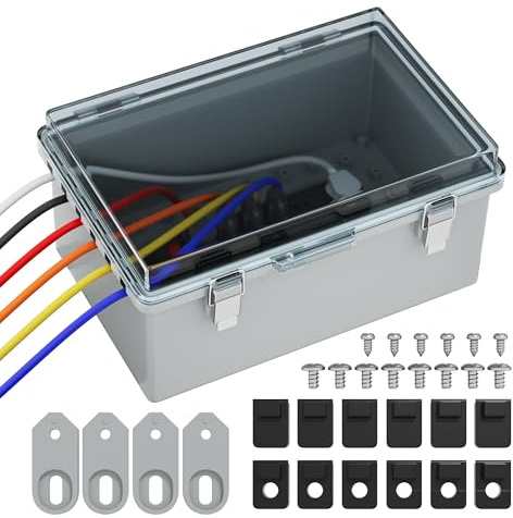 Joinfworld Outdoor Waterproof Extension Cord Cover,290x190x140mm | Weatherproof Clear Cover, Outdoor Electrical Box for Power Strip Outlet Plug Cable, for Outside,12AWG(11.4x7.5x5.5)