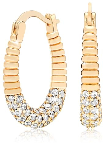 Richapex 18k Vergoldet Ohrringe Gold Creolen, Creolen Gold Mit Zirkonia | Hypoallergen Gold Ohrringe Damen, Statement Ohrstecker Gold, Geschenk Für Damen, Geeignet Für Tägliche Partys, Geschenkbox