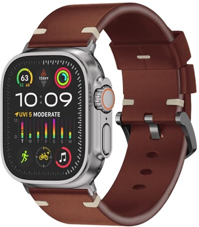 Ultra Supply Co. Correa de cuero para Apple Watch Ultra 2/1, correa de piel auténtica de grano superior para Ultra 2, Ultra de 49 mm (marrón)