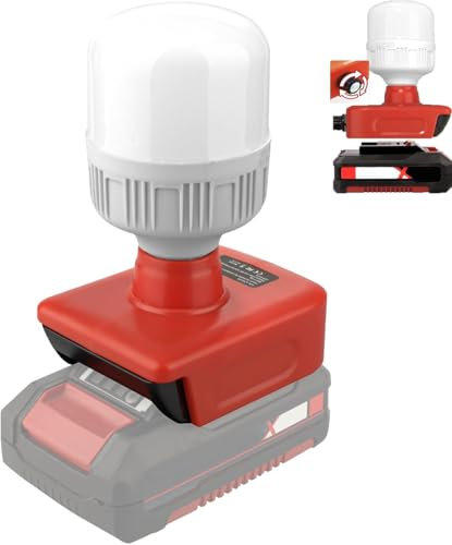 LED Work Light for Einhell Power X-Change 18V Battery,12W LED Spotlight with E27 Bulbs 350-1300lm Adjustable Brightness for Outdoor Use, for Camping, Car Repairing, Emergency and Job Site Lighting