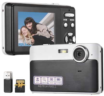 Andoer 1080P Digital Camera 48MP Pocket Digital Video Camera 2.4 Inch Screen Auto Focus 16X Digital Zoom Built-in Battery with 32GB TF Card USB Card Reader Birthday for Teens Students