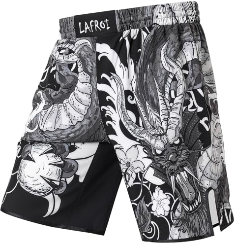 LAFROI Pantalones Cortos de Entrenamiento para Hombre, MMA Cross-Training, con cordón-QJK06
