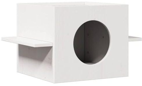 vidaXL Casa para Gatos de Madera Maciza de Pino Blanco 51x35x30 cm, casa para Gatos de Interior, Muebles para Gatos, caseta para Gatos