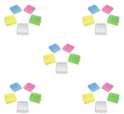 Tityvirnix 5 set Plastic Battery Case Storage Box AA/AAA Battery Clear Box Container Organizer Case - Random Color Type 06