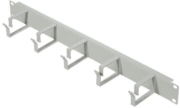 Koscom Connect Kabel-Rangierpanel für Netzwerkschrank I 1 HE Kabelführung für Serverschrank I Rangierfeld mit 5 Führungsbügel 40 x 60 mm I Server Rack Kabelmanagement (Grau, 19 Zoll)