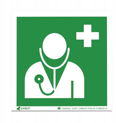 PRINTIMA Nachleuchtendes PVC Arzt Schild 15x15 cm Sicherheitszeichen medizinische Notdienste fluoreszierend UV-beständig langlebig sichtbar Innenbereich Montage robust