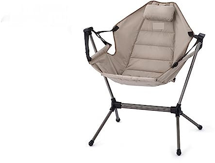 DMETE camping chair Outdoor Folding Rocking Chair Portable Autoreclining Camping Fishing Beach Chair Garden Swing Sun Loungers Sunbathing Fishing Climbing Portable(Sandstone)