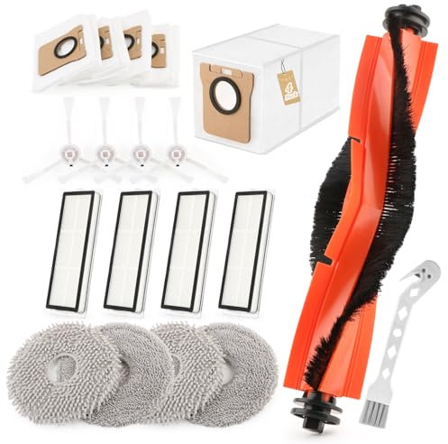 18PCS Kit D'accessoires pour Xiaomi X20+/X10+/Dreame L10s Ultra/L10 Ultra Aspirateur Robot avec 1 Brosses Principales, 4 Brosses Latérales, 4 Chiffon de Vadrouille, 4 Filtres, 4 Sacs à Poussière