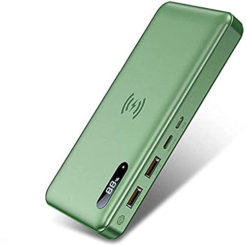 Power Bank Wireless 50000Mah PD 65W / 15W Tragbares Ladegerät QC3.0 / QC4.0 / SCP Schnellladung mit 2 Eingängen und 3 Ausgängen (Qi & USB C) Externer Akku für Telefone, Tablets, Grün