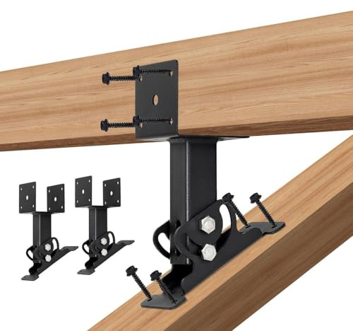 Lot de 3 supports de pergola réglables en métal pour toit de terrasse, auvent de jardin et supports en bois, 9 x 9 cm, noir