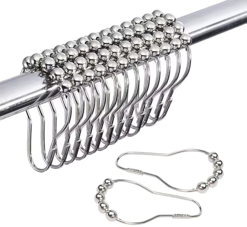 DikGifk 12 Piezas Anillas para Cortinas con Sistema Deslizante,Anillos de Cortina de Ducha,Gancho de Cortina de Ducha con Sistema de Deslizamiento