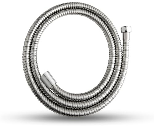 OFFO Flexible de Douche 1.2m, Tuyau Douche avec Protection Anti-Torsion, Flexible Douche en Acier Inoxydable, Universel G1/2, pour Robinetterie de Salle de Bains,Remplacement Tuyau de Douche, Argent