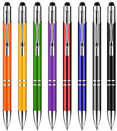 Penna touch, Zoonnis 2 in 1 pennino stilo capacitive universali per schermi tattili Dispositivi,Penna a sfera ad alta sensibilità adatta Tablet iPad Apple Kindle Samsung Galaxy (8 X colore misto)