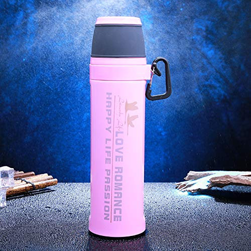 Termo Botella Agua Botella de vacío 500 ml Botella de vacío Matraz de acero inoxidable Frasco de vacío Deportes Termo exterior Rosa